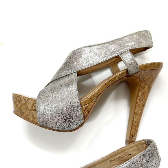 Diane Von Furstenberg  Zia Metallic Crisscross Cork Platform Sandals  Size 7.5 - Picture 8 of 16